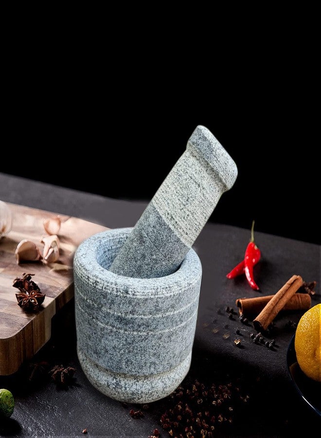 EZAHK Stone Mortar and Pestle Set | 5.5 Inch Width Unpolished Stone | Heavy Duty | Spices | Large Mortar & Pestles - Image 3